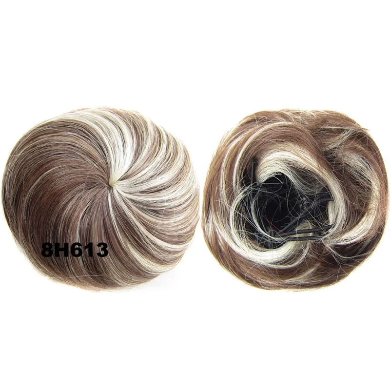 8H613 Jeedou синтетические волосы шиньон круглые сферические Updos прямые волосы клип на пучок волос валик-бублик светло-коричневые цветные шиньоны - Цвет: 8H613