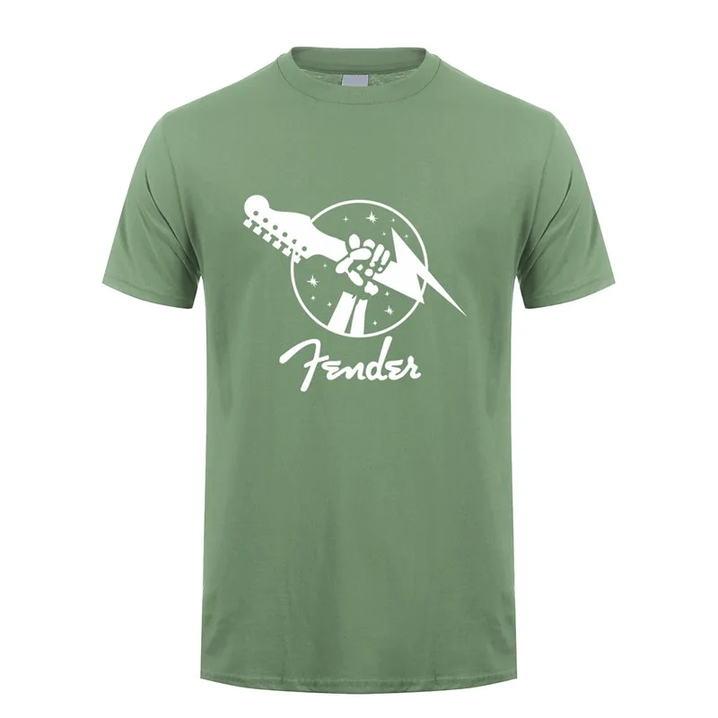 Military green Новая летняя мужская футболка с коротким рукавом и круглым вырезом, Мужская футболка с гитарой, Мужская футболка DS-006 - Цвет: Military green