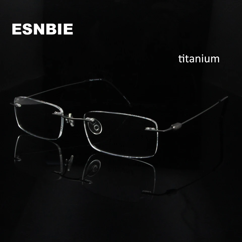 Ультралегкие тонкие оптические очки ESNBIE титановая мужская оправа без оправы для