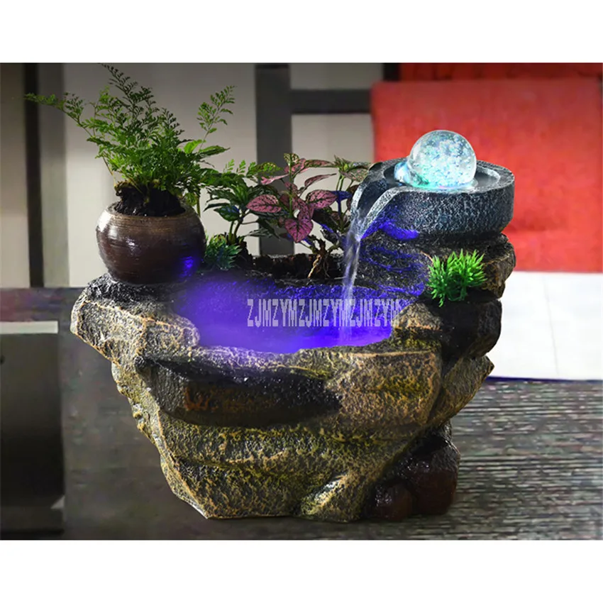 Resin Rockery Water Fountain Crystal Ball Desktop Decorative Miniature Chinese Fengshui Ornaments Indoor Home Office Desk