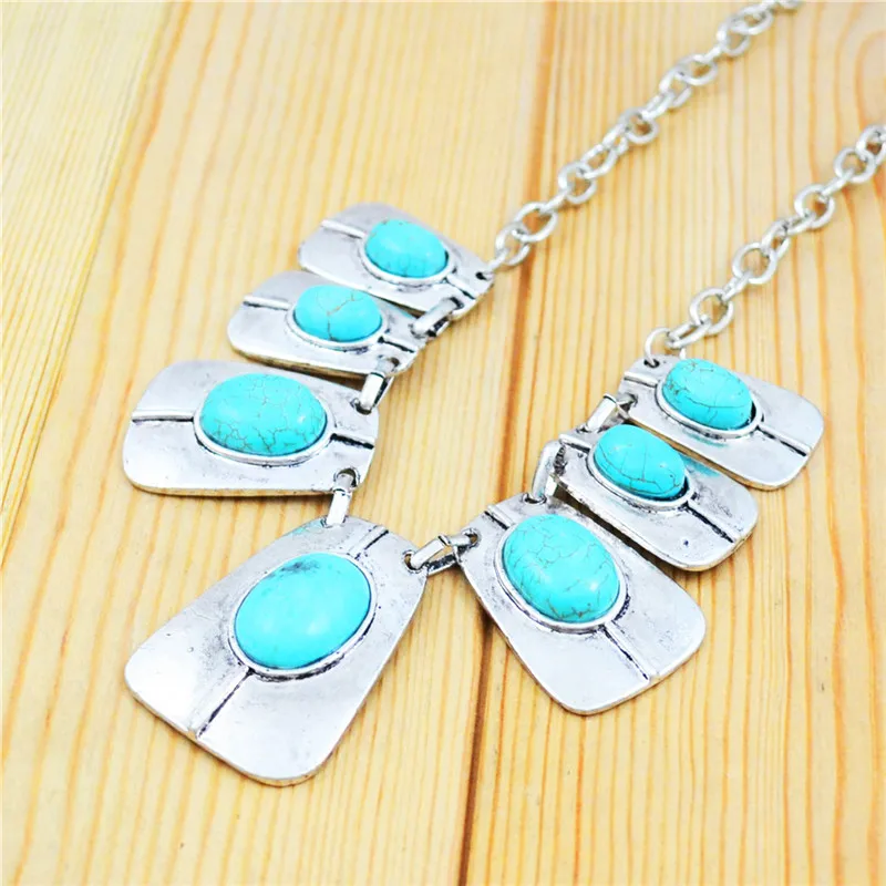 Продолговатые синий камень Цепочки и ожерелья Браслет Ювелирные наборы для Для