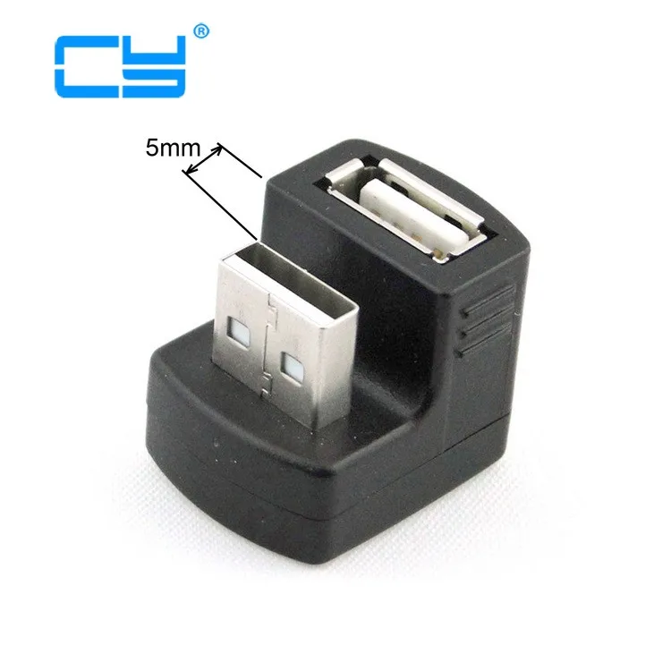 Прямоугольный адаптер USB 2 0 A штекер гнездо удлинитель 90 180 градусов