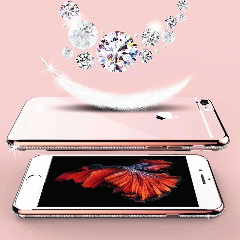 Роскошный сверкающий чехол с кристаллами Рамка + прозрачный TPU для iPhone 6 S Plus