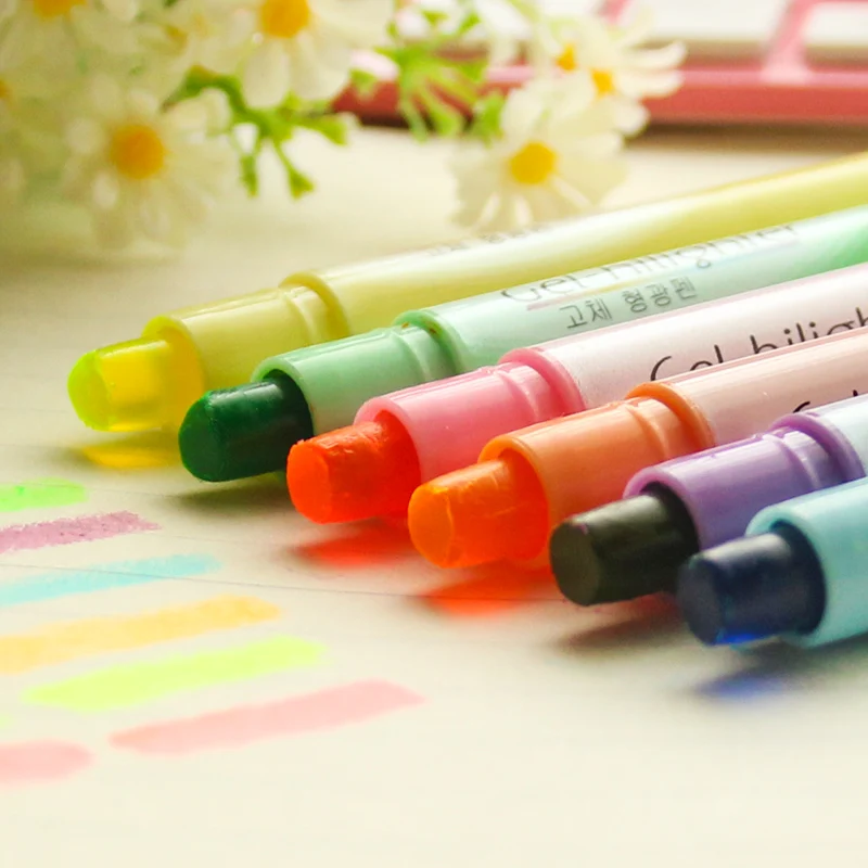 6 шт./партия из Южной Кореи творческий желе флуоресцентных ручек однотонные яркие