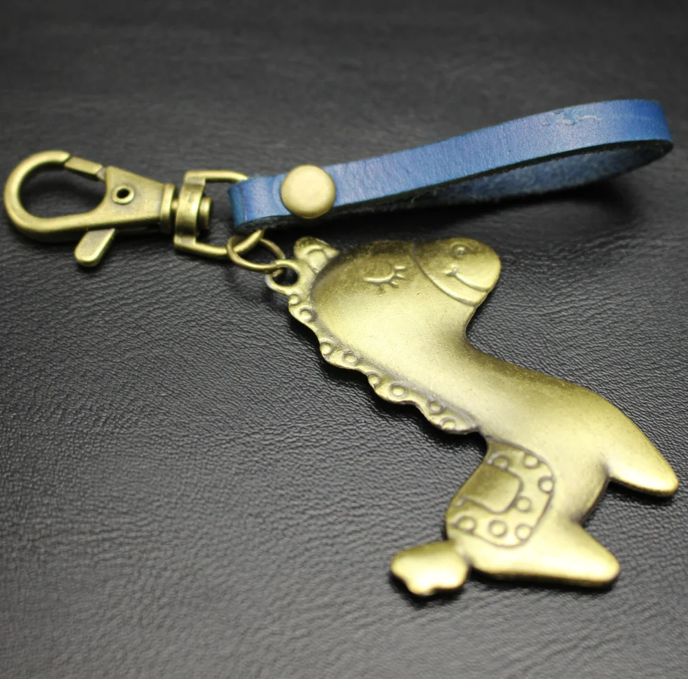 Милая маленькая лошадь кожаный брелок Подвеска Собака Крюк Пряжка keyings Ключи