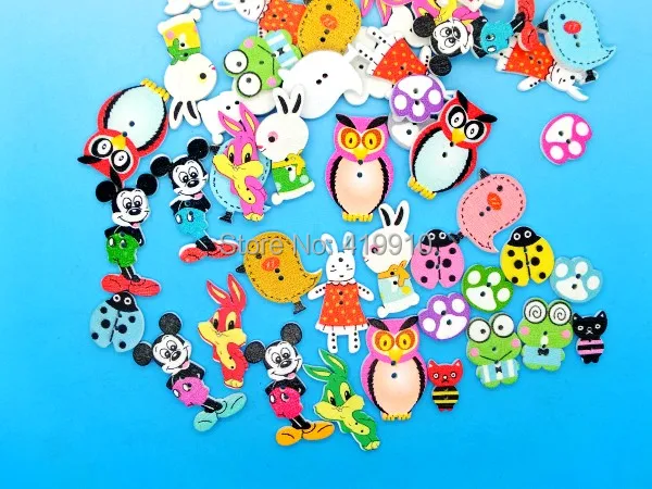 Бесплатная доставка 150 шт. смешанные деревянные пуговицы с 2 отверстиями и