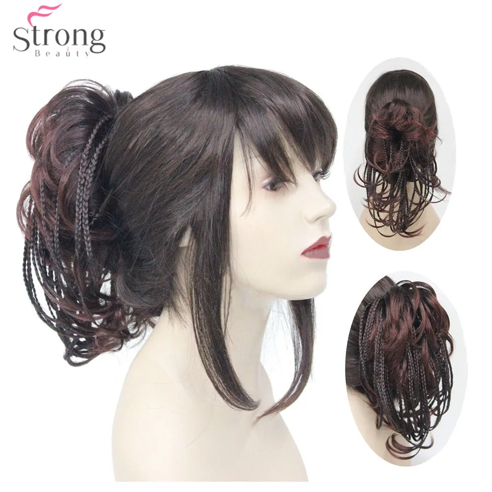 Плетеные косички StrongBeauty с зажимом для конского хвоста удлинители волос короткие