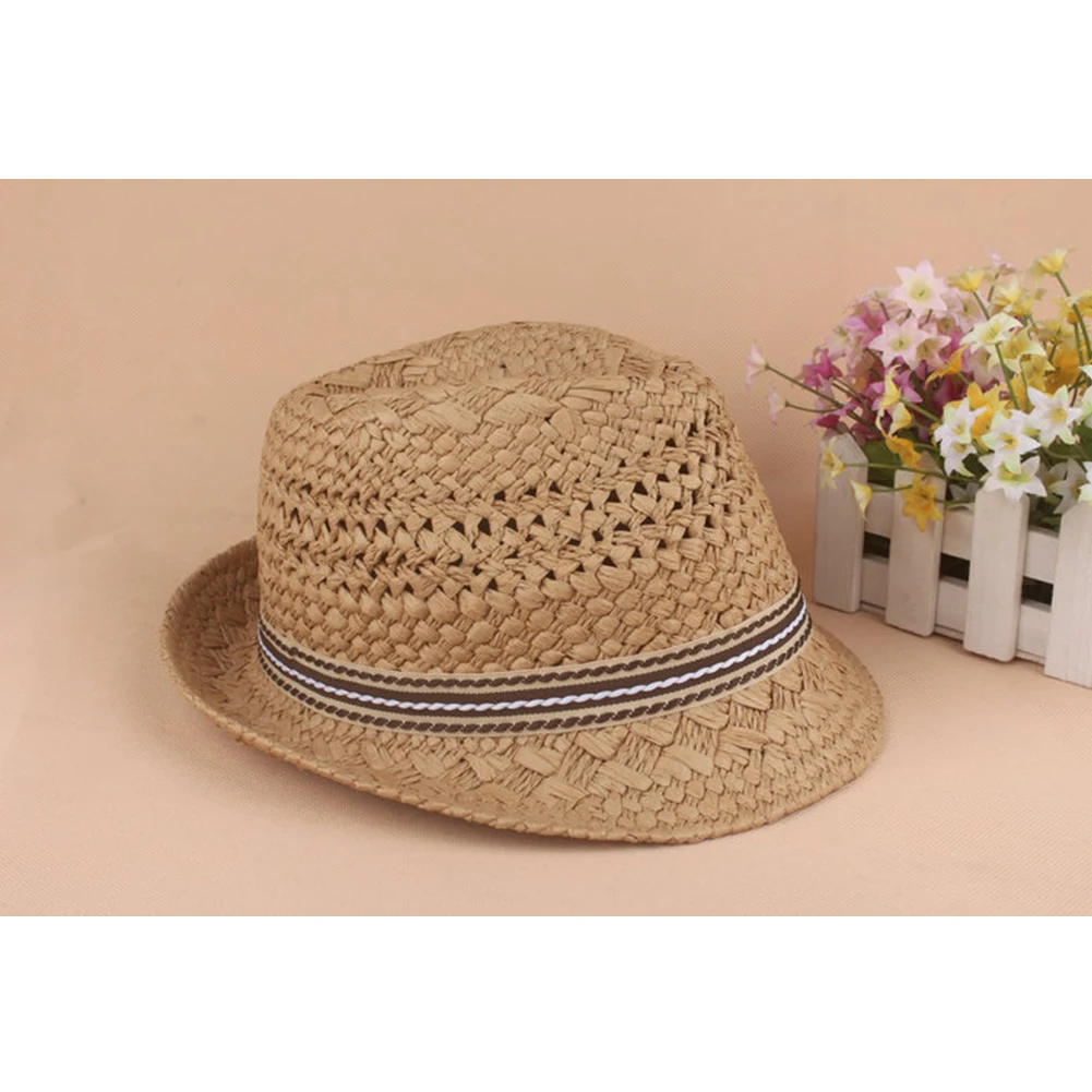 Parent-child Beach Crochet Fashion Sunproof Braided Raffia Jazz Cap Holiday Unisex Foldable Travel Summer Straw Hat Wide Brim | Аксессуары