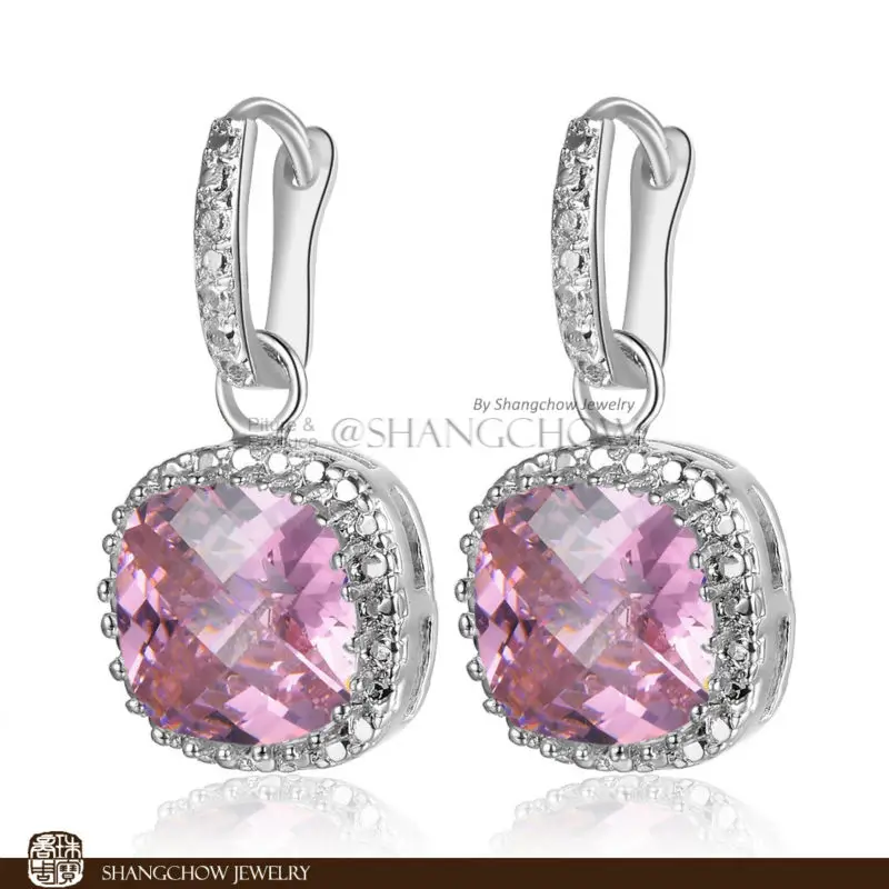 Новинка! Потрясающие модные ювелирные изделия розовые серьги из серебра 925 пробы