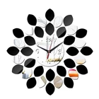 Популярные большие черныеСеребристые 3d акриловые настенные часы, современный дизайн, роскошные зеркальные часы с кристаллом