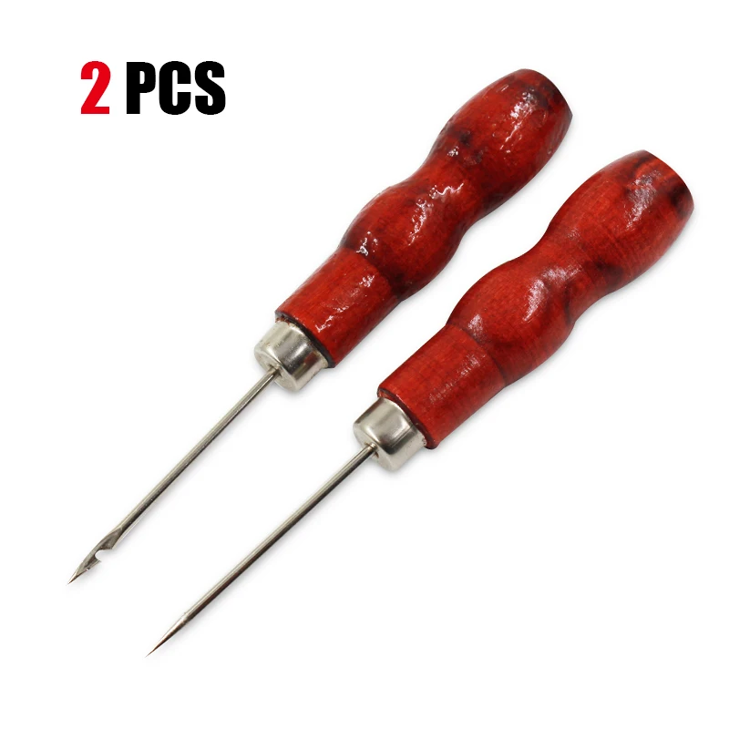 F39A-F39B-1SET QJH красное кожаное ремесленное шило ручной инструмент для шитья кожаная обувь ремонт крюк шило перфоратор позиционирование буровой инструмент 1 шт./2 шт - Цвет: F39A-F39B-1SET