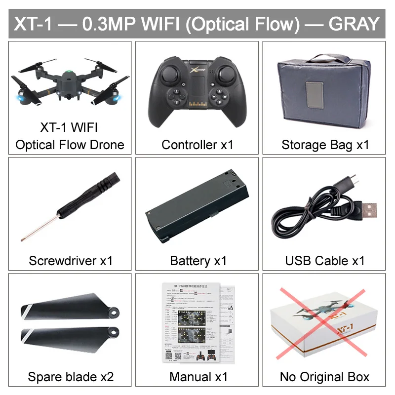 XT-1 складной Дрон FPV для селфи 480P 720P 1080P wifi HD камера Широкоугольный складной Радиоуправляемый квадрокоптер игрушка удержание высоты VS X12 E58 Дрон - Цвет: 0.3MP GL No Box Gray