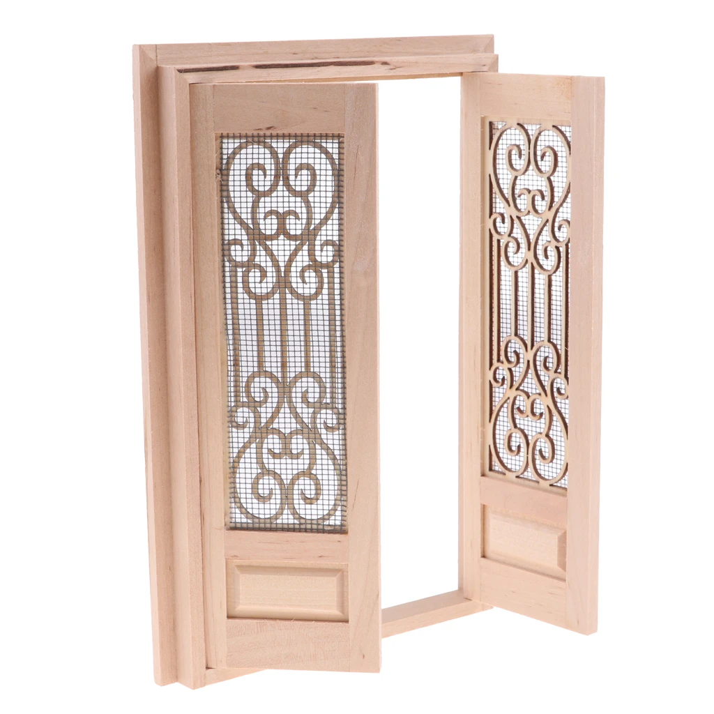 1/12 миниатюрный внешний полый экран для кукольного домика+ 6-Pane Window+ 2-Pane Window Unpainted 3 шт
