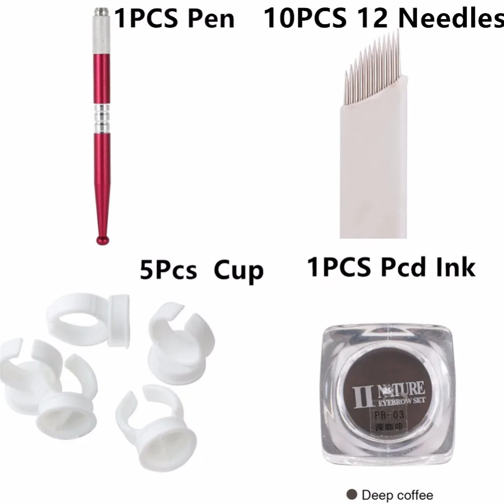 Microblading ручка наборы руководство брови вставить комплекты с 10 шт. иглы Лезвия 5