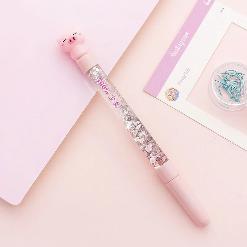 style 8 1 шт. симпатичная гелевая ручка в виде фламинго Kawaii блестящая жидкая Песочная ручка школьная Ручка для подписи подарочные канцелярские принадлежности - Цвет: style 8