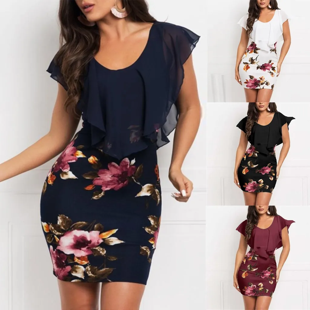 Женское платье 2019 модное летнее пикантные женские без рукавов с цветочным