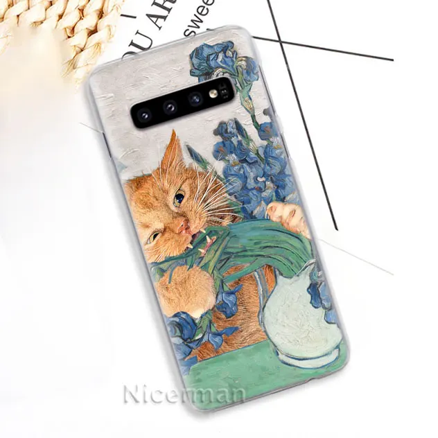 15 Чехол для телефона samsung Galaxy S10e S10 S8 S9 Plus S6 S7 Edge A40 A50 A70 M20, Забавный чехол с рисунком кота, красочная милая твердая обложка - Цвет: 15