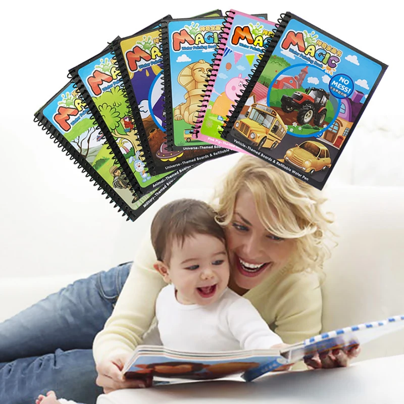 Многоразовая Волшебная книга ручка для рисования водой Детская мультяшная