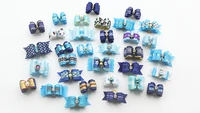 blue dogs hair bow pet hair bows rubber bands with rhinestone pet dog bows cute bowknot dog hair bows grooming product