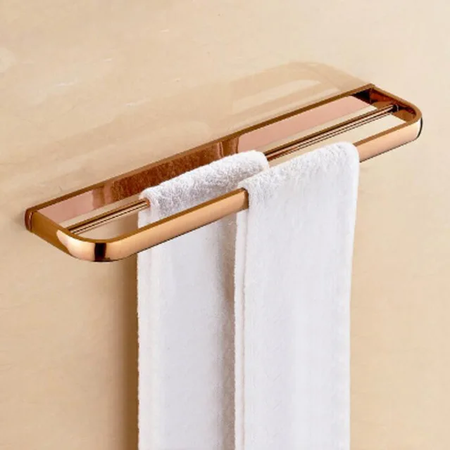 double towel bars Набор оборудования для ванной комнаты, латунный держатель бумаги, полотенцесушитель, вешалка для полотенец, держатель для туалетной щетки, угловая полка аксессуары для ванной комнаты Набор - Цвет: double towel bars