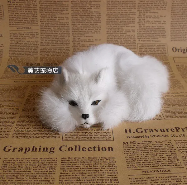 

Simulation white fox polyethylene&furs fox model funny gift about 18cmx11cmx5cm