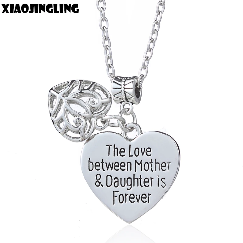 XIAOJINGLING &quotThe Love Between Mother&ampDaughter Is Forever&quotHollow Out Heart Pendants Necklaces Women's/Mother's Day Jewelry Gift |