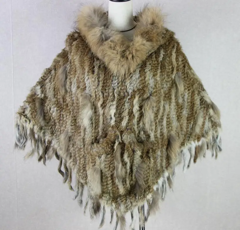 2019 новая коллекция Наилучшее качество реального трикотажные кроличий мех пончо