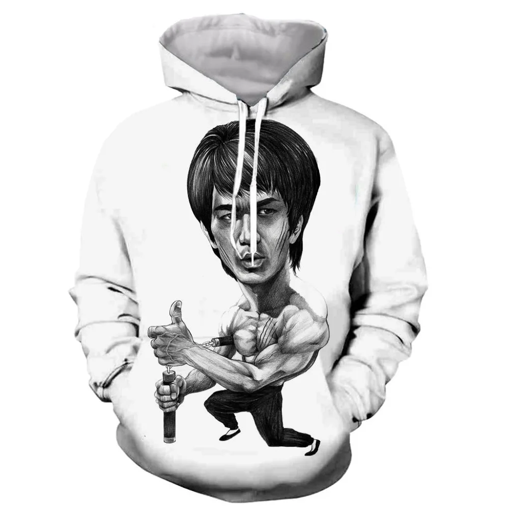 Толстовка с капюшоном для мужчин и женщин худи 3D принтом кунг фу звезда Брюса Ли