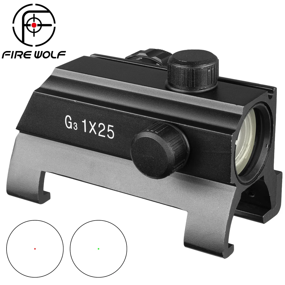 Огненный волк Тактический Red Dot G3 1X25 MP5 конические красный/зеленая подсветка точка