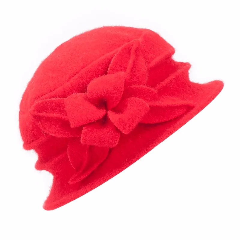 Женские шапки с цветком, шерсть, шляпы для мам, новые Брендовые женские шапки на осень и зиму, теплые шапки