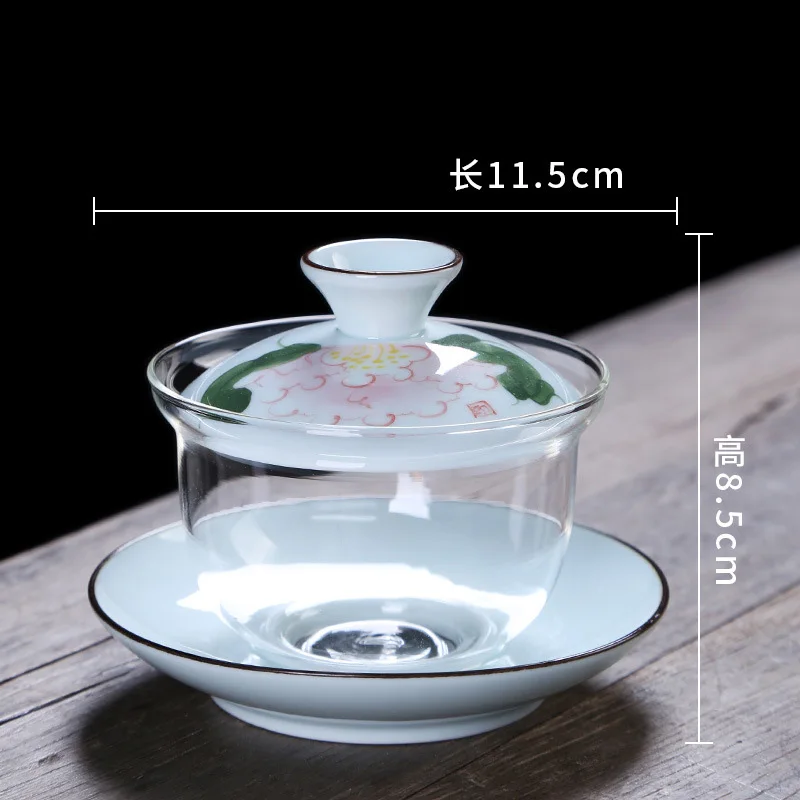 Китайская традиционная керамическая фарфоровая чайная чаша Gaiwan с крышкой и блюдцем комплект/Офисная черная чайная церемония Drinkare украшение горшок набор - Цвет: 2