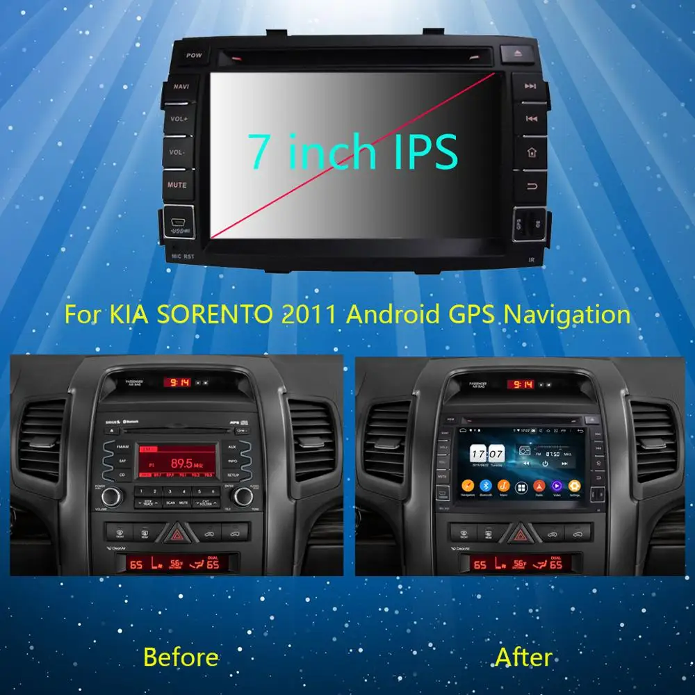 Автомобильный DVD-плеер 7 дюймов IPS 8 ядер 4 Гб ОЗУ + 64 ПЗУ Android 9 0 для Kia Sorento 2012 2013 2014 2016