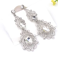 hocole fashion long crystal drop earrings vintage silver color bridal statement flower earrings for women wedding maxi jewelry