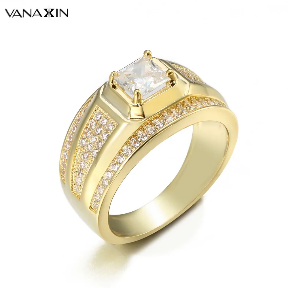Женское кольцо VANAXIN Iced Out золотое/серебряное с фианитами сверкающее ювелирное