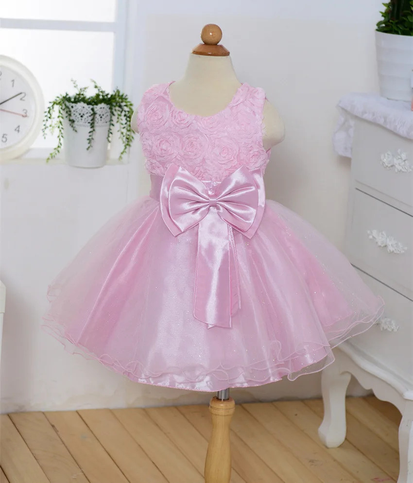 pink It's Yiya/Платья с цветочным узором для девочек 7 цветов, длинное платье для девочек без рукавов с круглым вырезом, пышные платья Vestidos De Noches Para Ninas 18 - Цвет: pink