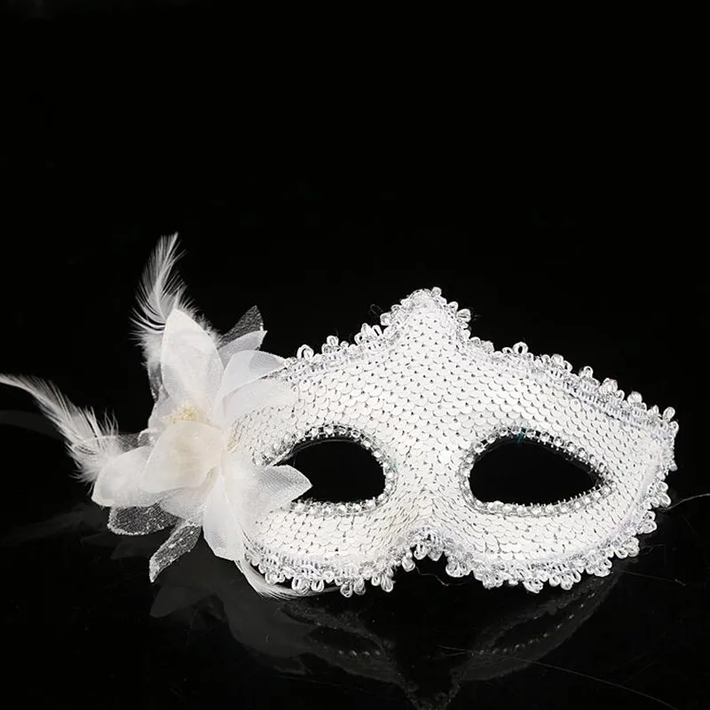 Women Girls Sequins Flower Mask Princess Ball Masquerade Mardi Gras Halloween Carnival Dress Party Supplies|Аксессуары для