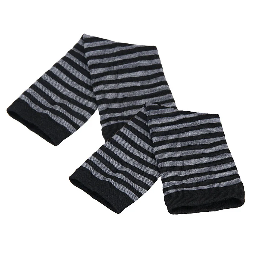 

New 1 Pair Stripe Gloves Wrist Arm Hand Warmer Knitted Long Fingerless Gloves Mitten Ski Gloves de30de22