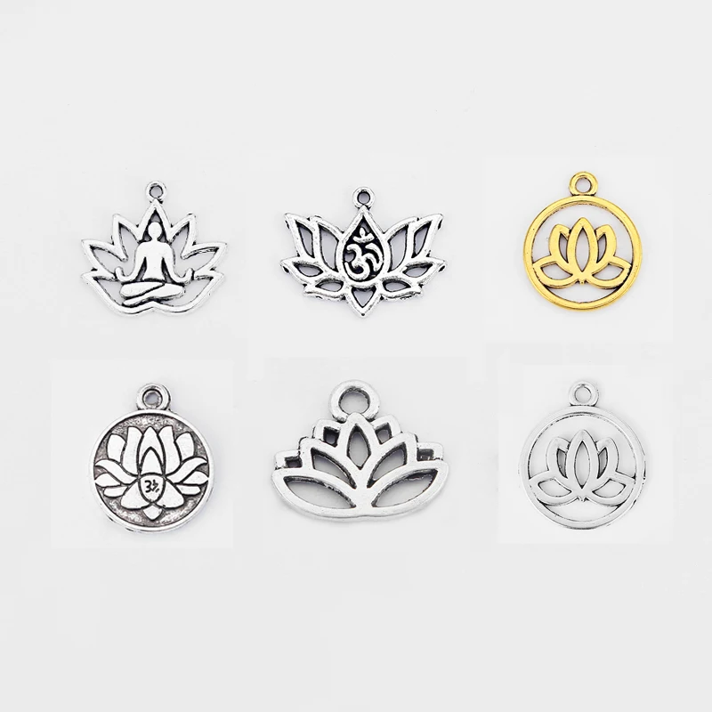 

10PCS Antique Hollow Lotus Flower Yoga Buddha Meditation Charms Pendants for Necklace Earring Making Jewelry Finding