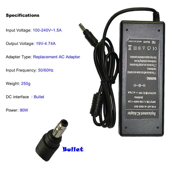 JIGU 19V 4.74A 90W пули Замена AC зарядное устройство адаптер питания для ноутбука HP Вход