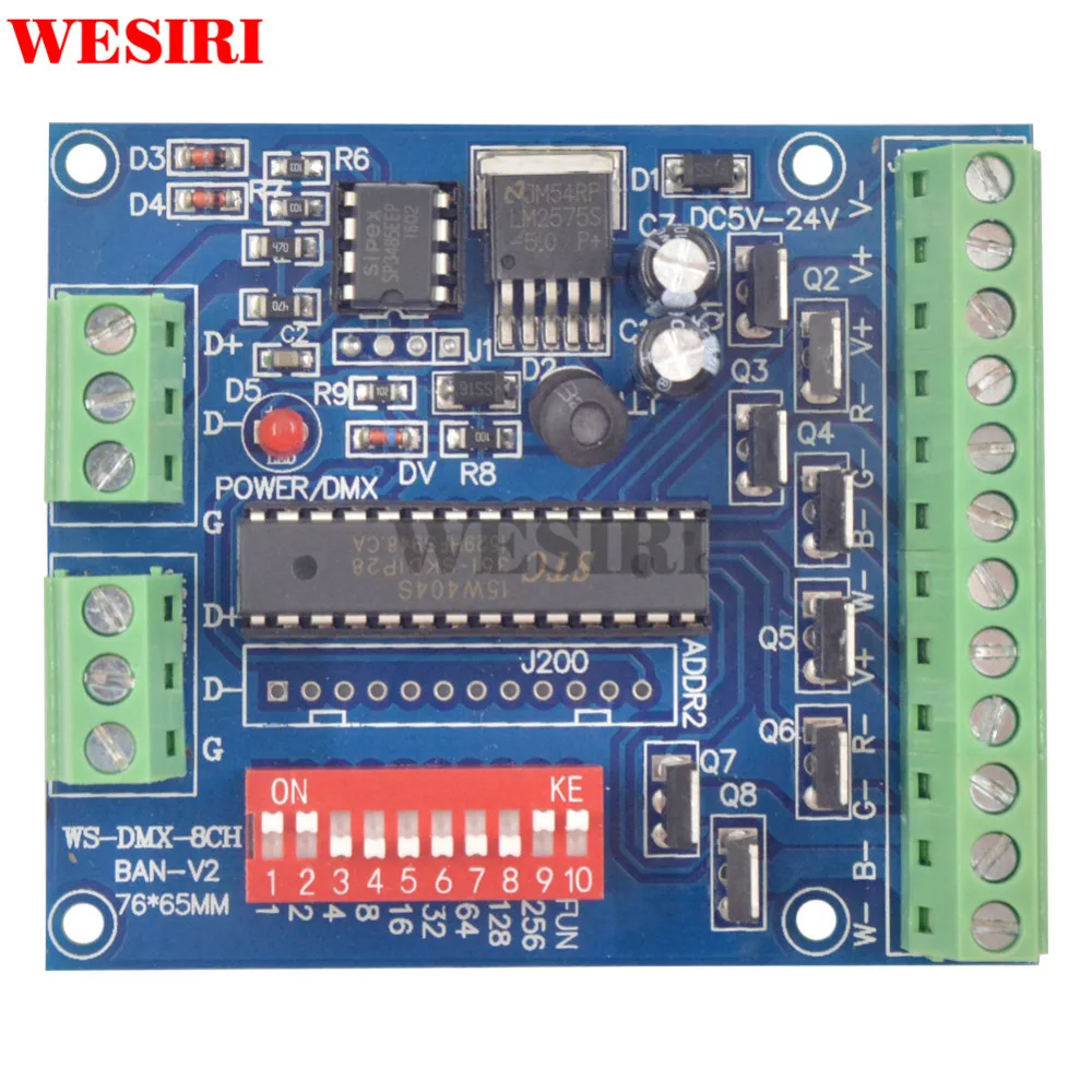 8 канальный DMX512 декодер диммер 8CH RGBW DMX контроллер DC5V 24V для Светодиодная лента