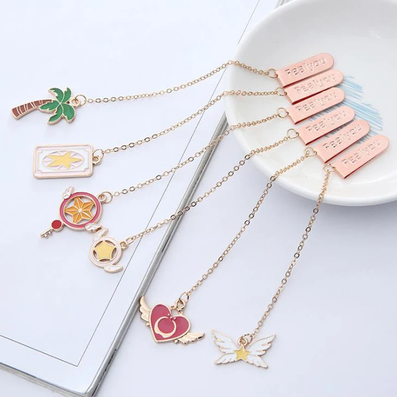 1 шт. Kawaii Magic Wing Star Heart кокосовое дерево металлическая подвеска вкладка маркеры для