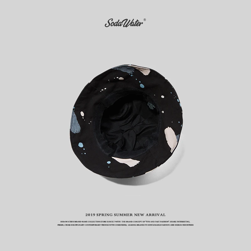 SODAWATER 2019 Cotton Splash Ink Retro Bucket Cap Fisherman Hat Outdoor Travel Men And Women Sun 138CI2019|Мужская панама| |