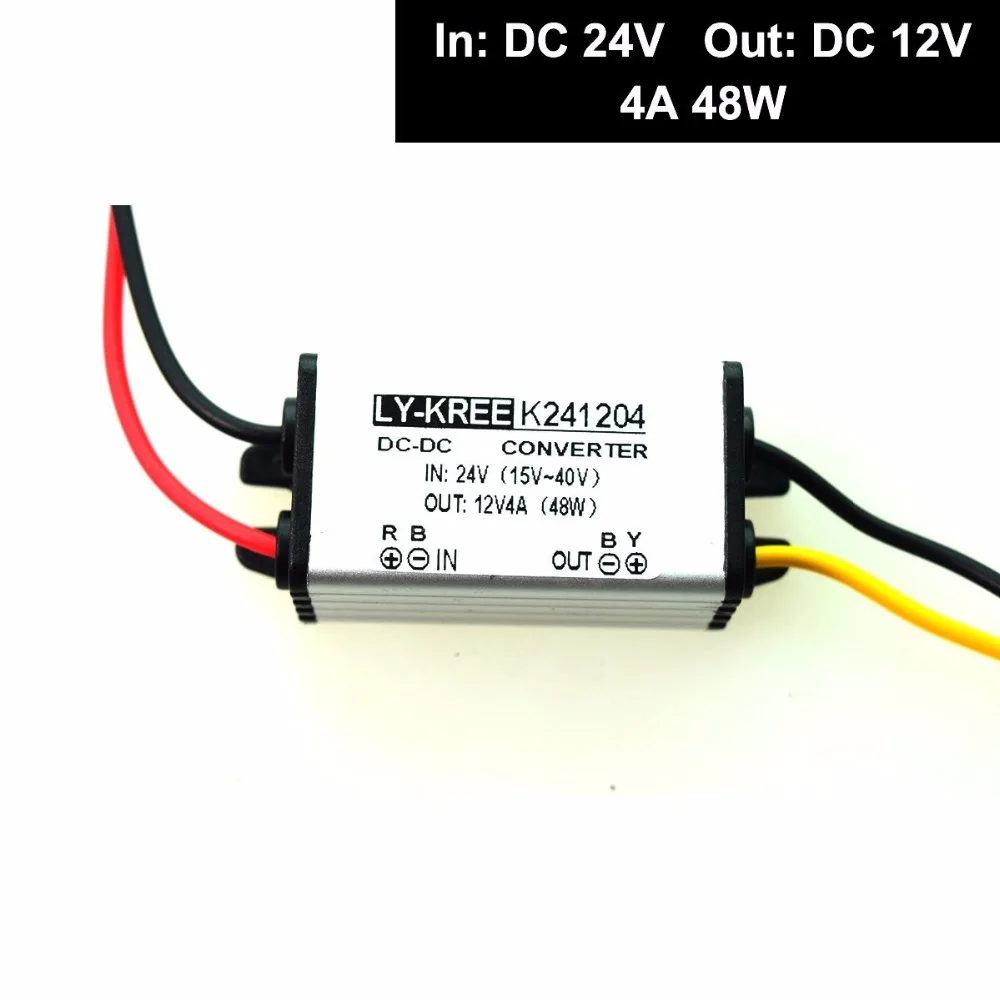 

Понижающий преобразователь постоянного тока 24 В в 12 В, регулятор-редуктор 4A 48 Вт, адаптер питания для автомобиля, грузовика, автомобиля, лодк...