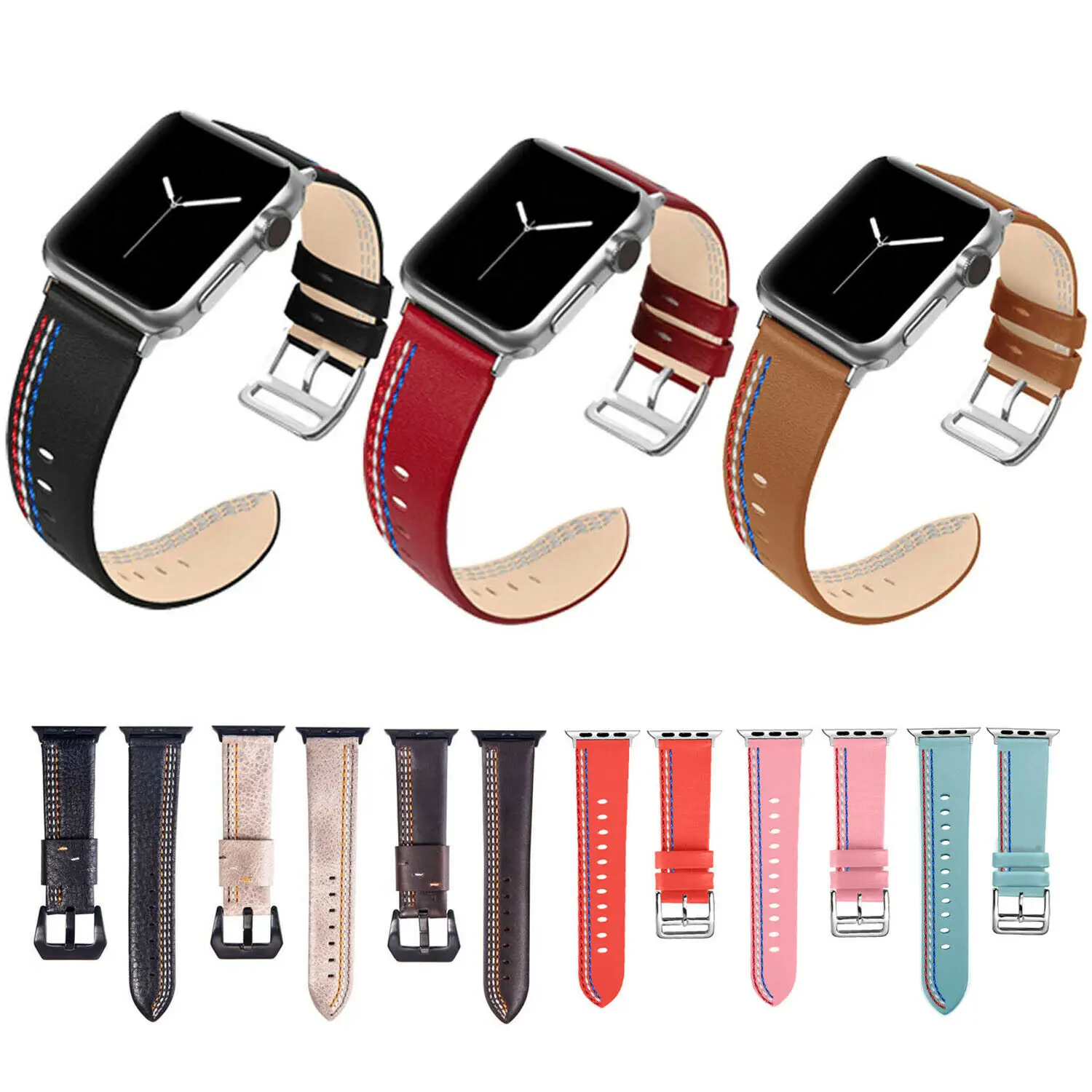 Ремешок из натуральной кожи для Apple Watch Series 4 3 2 1 38 мм 42 40 44 | Наручные часы