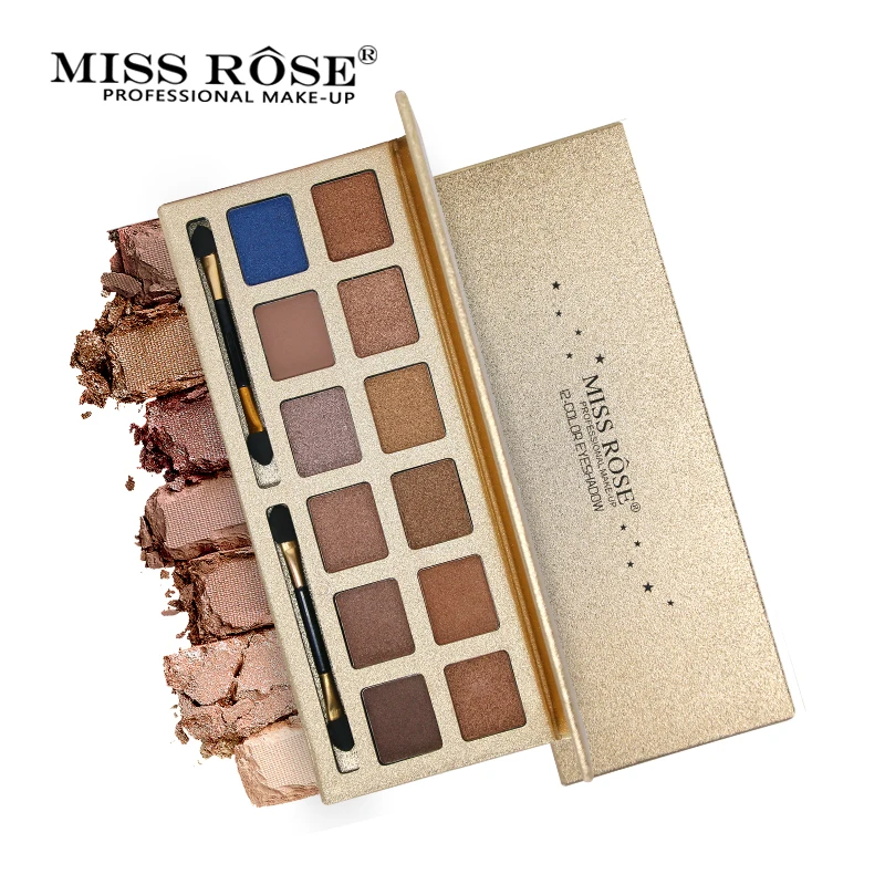 Miss Rose 12 видов цветов мерцающие матовые пигментные блестящие тени для век Палитра