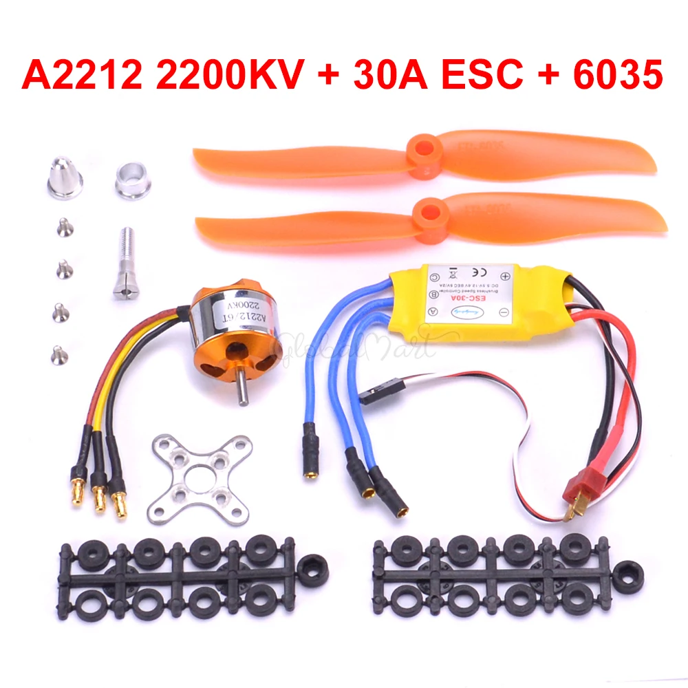 Бесщеточный электродвигатель Outrunner A2212 2212 2200KV + 30A ESC 6035 комплект четырехроторных