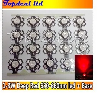 100 шт. Новый 1 Вт 3 высокомощный светодиодный темно-красный-нм чип для освещения