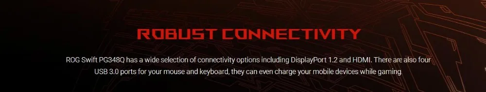 Игровой монитор ASUS ROG Swift изогнутый PG348Q-34 21:9 ультра-широкий QHD(3440x1440), разгонный 100 Гц, G-SYNC