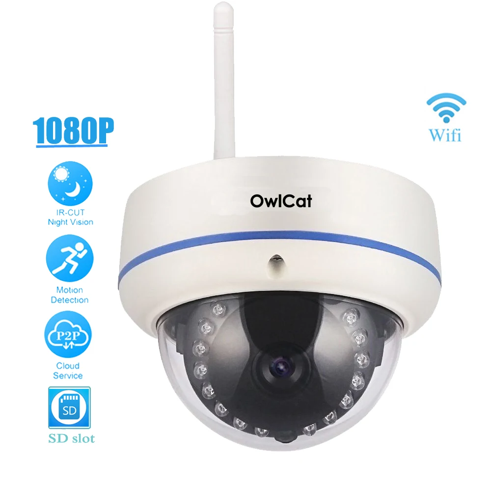 OwlCat Водонепроницаемый/Full HD 1080 P открытый купол Беспроводной IP Камера Wi Fi 2.0MP сеть