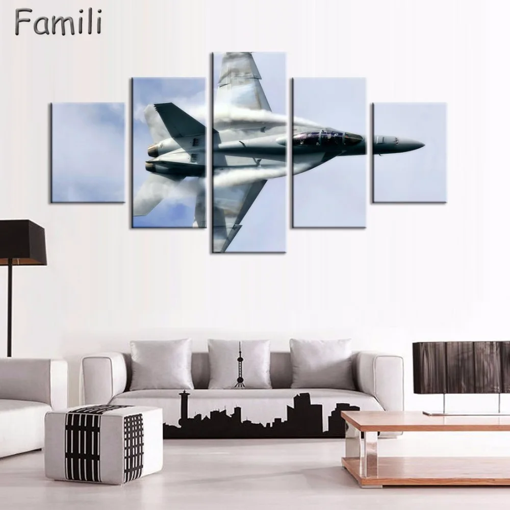 Картина на холсте с современным принтом истребителей самолетов Настенная